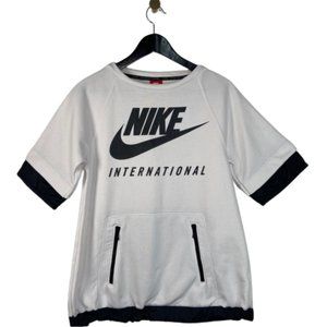 Nike International Short Sleeve Shirt Women’s Zip Front Pocket 802356White Black